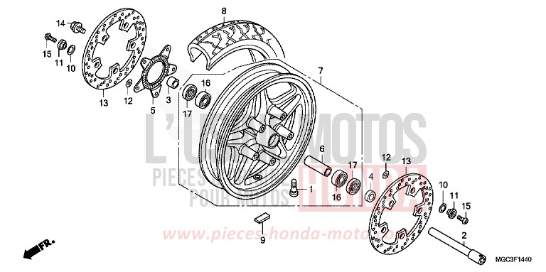 VORDERRAD von CB1100 ABS CANDY GLORY RED-U (R101) von 2013